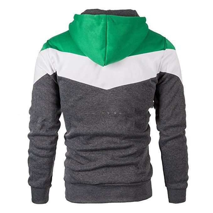 Stitching Sports Drawstring Long-sleeved Casual Men's Hoodie