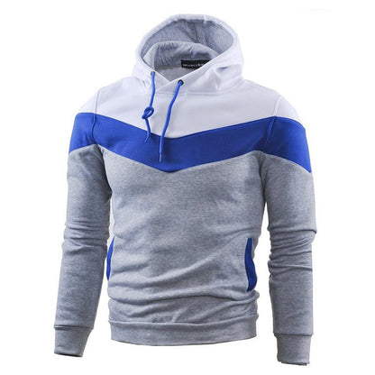 Stitching Sports Drawstring Long-sleeved Casual Men's Hoodie