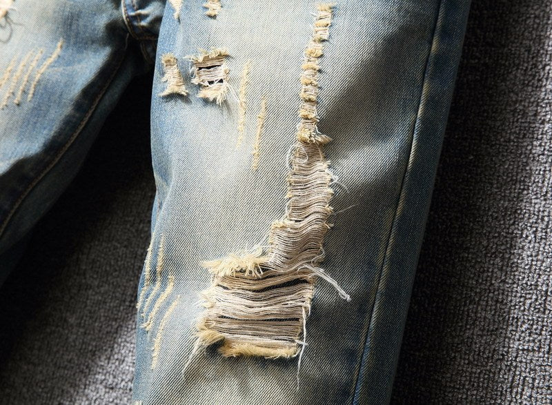 Hong Kong Style Ripped Jeans American Casual Loose