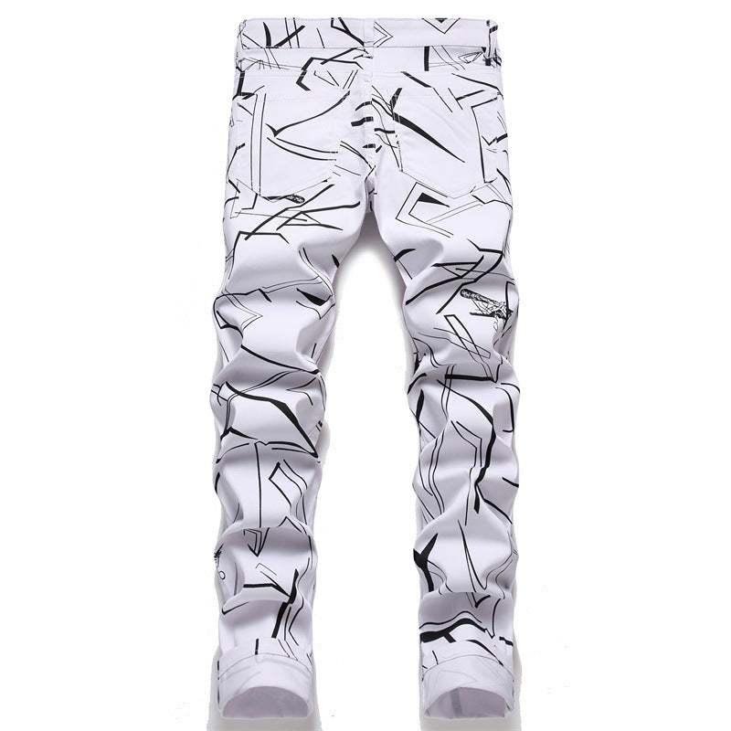 Summer Street Men's Denim Digital Printing Cotton Trousers