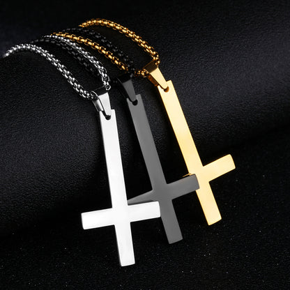 Men's stainless steel inverted cross necklace