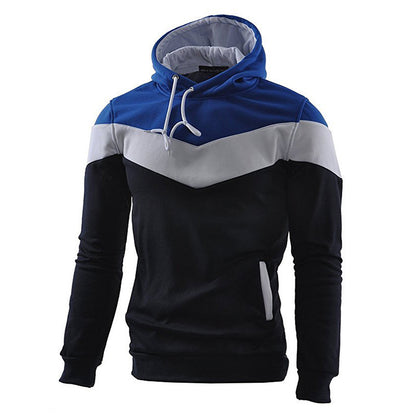 Stitching Sports Drawstring Long-sleeved Casual Men's Hoodie