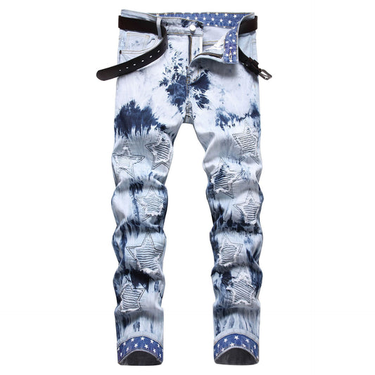 Youth Embroidery Float Fashionable Denim Trousers