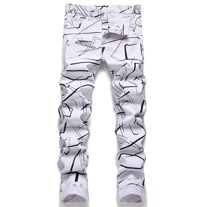 Summer Street Men's Denim Digital Printing Cotton Trousers