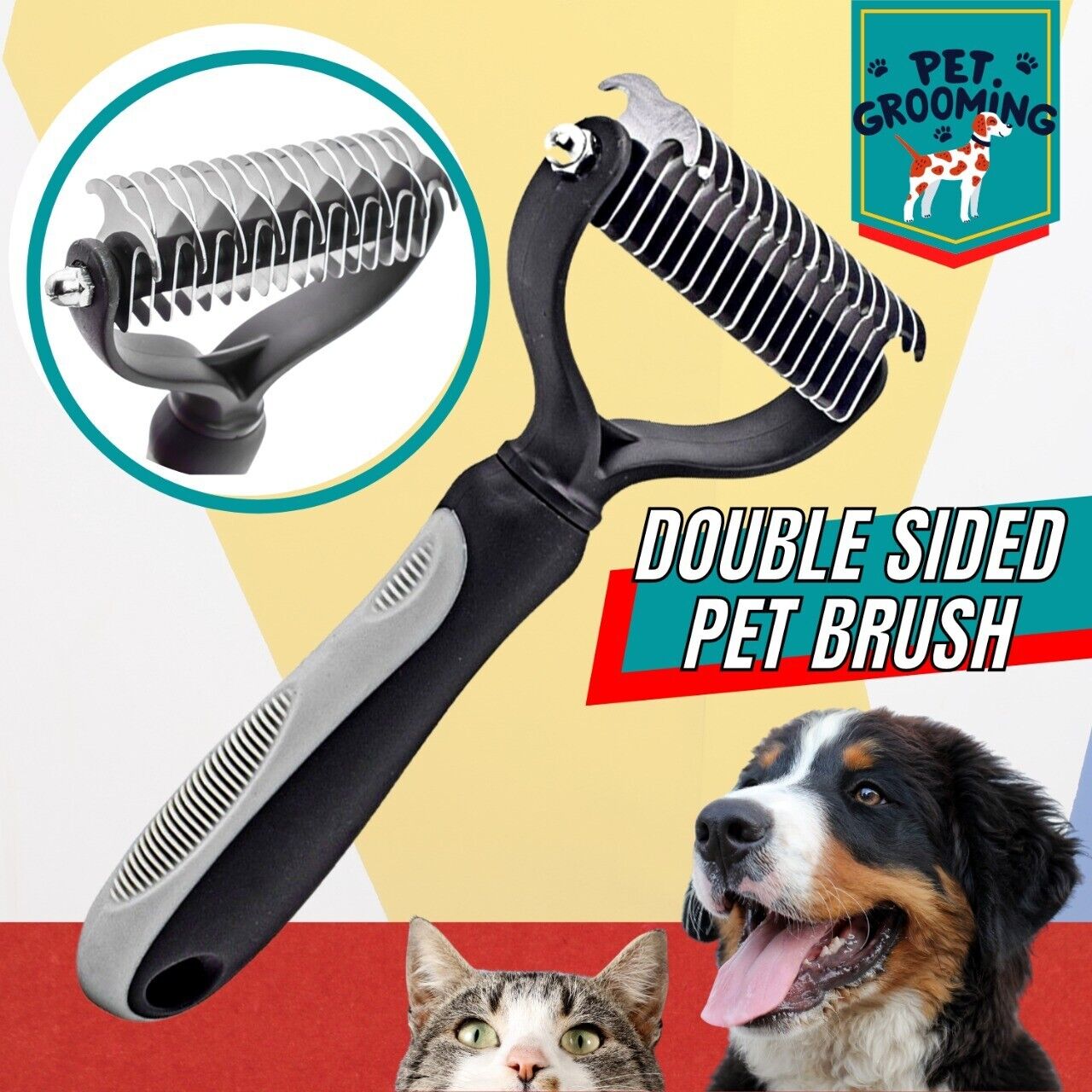 Professional Pet Grooming Tool 2 Sided Undercoat Dog Cat Shedding Comb Brush Pet