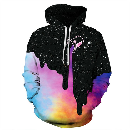 Starry Sky Men's Color Ink Digital Printed Hoodie