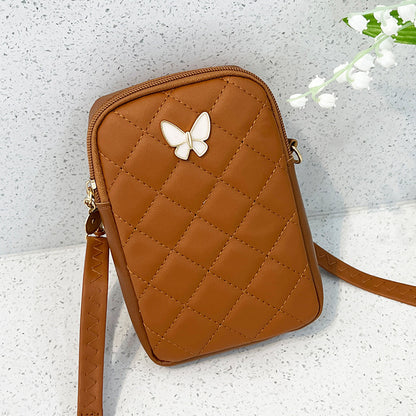 Embroidered Butterfly Rhombus Crossbody Bag