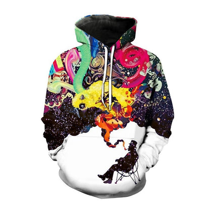 Starry Sky Men's Color Ink Digital Printed Hoodie