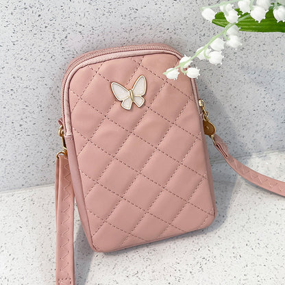 Embroidered Butterfly Rhombus Crossbody Bag