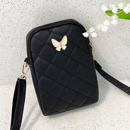 Embroidered Butterfly Rhombus Crossbody Bag