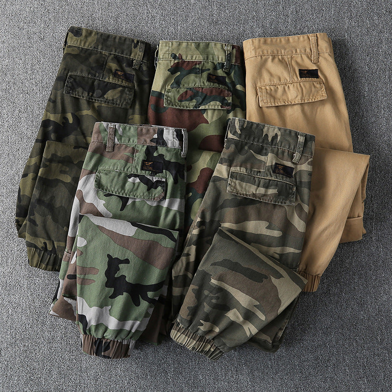 Men's Loose Sports Hard-wearing Ankle Banded Slacks Camouflage Cargo Pants