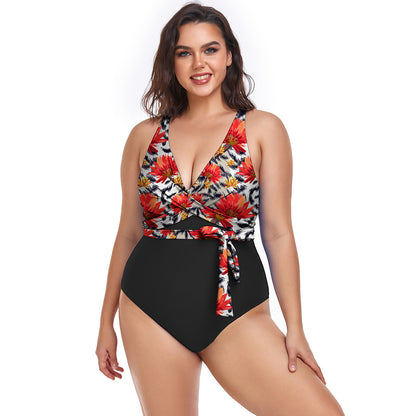 Women's Simple Casual Printed Sports One-piece Swimsuit