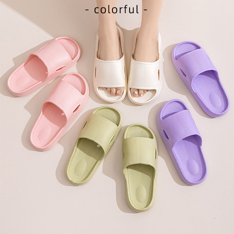 Solid Color Thick Bottom Home Slippers Summer Non-slip Floor Bathroom Slipper Women Men Couples Shoes