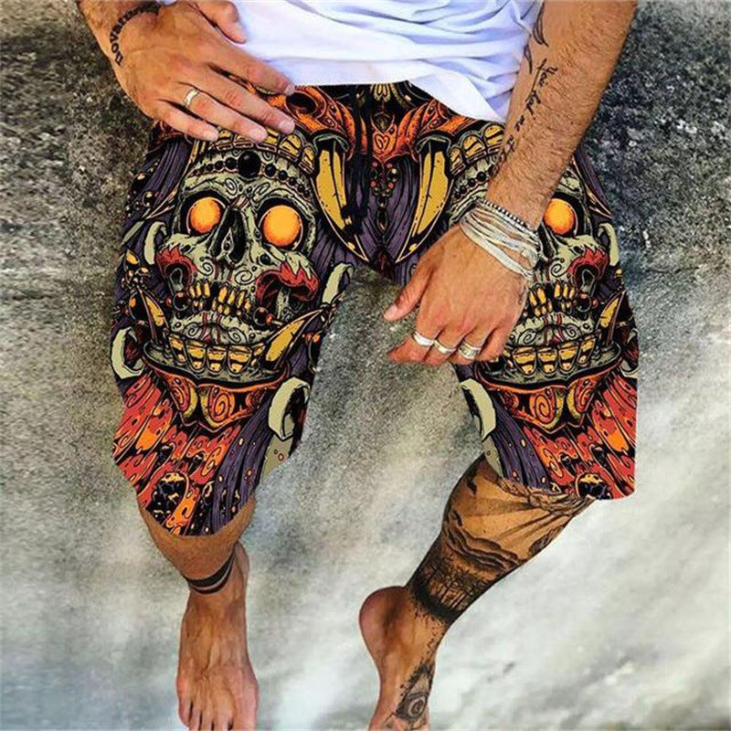 Retro Casual 3D Digital Printed Beach Shorts