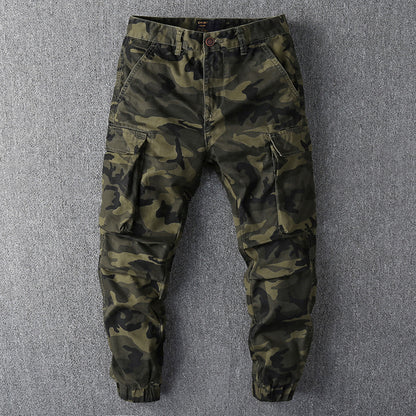 Men's Loose Sports Hard-wearing Ankle Banded Slacks Camouflage Cargo Pants