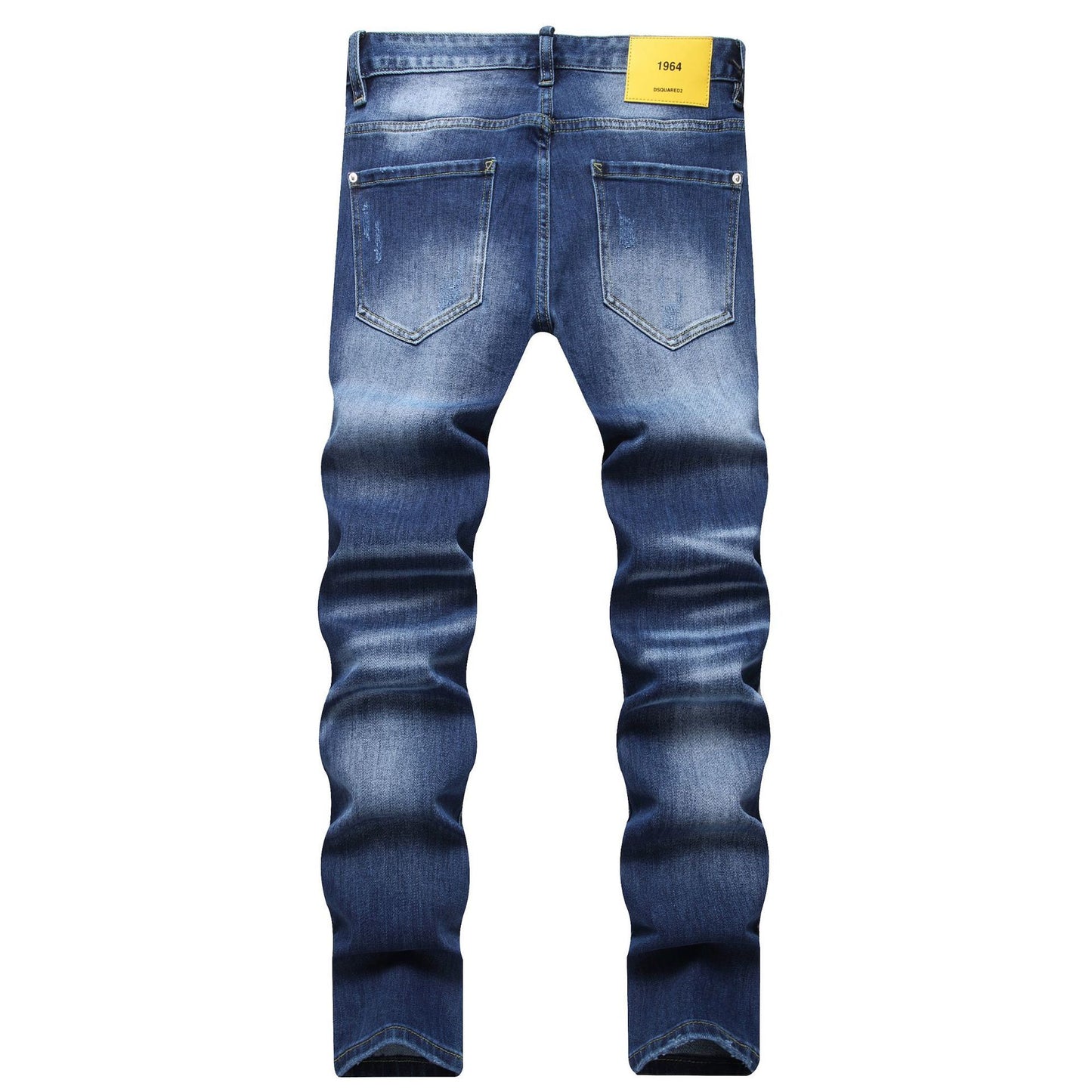 New Blue Color Ripped Street Fashion Slim Stretch Denim Trousers