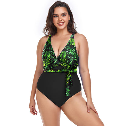 Women's Simple Casual Printed Sports One-piece Swimsuit