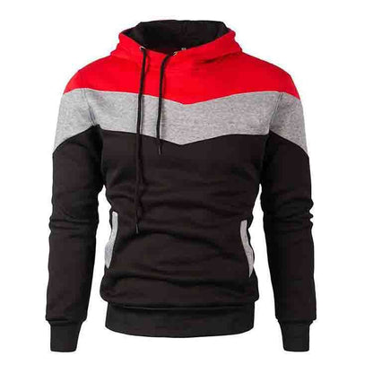 Stitching Sports Drawstring Long-sleeved Casual Men's Hoodie