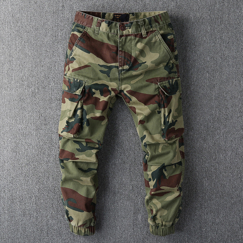 Men's Loose Sports Hard-wearing Ankle Banded Slacks Camouflage Cargo Pants